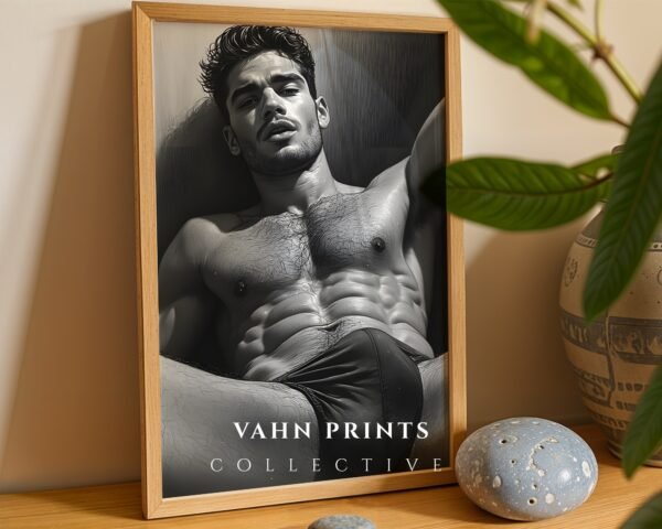 Male Nude Body Outline Sketch Modern Wall Print