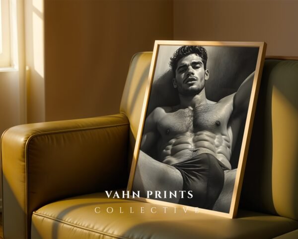 Male Nude Body Outline Sketch Modern Wall Print