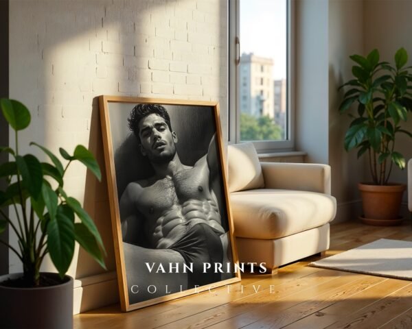 Male Nude Body Outline Sketch Modern Wall Print