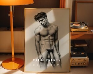 Modern Nude Male Figure Wall Art Simple Line Sketch Download