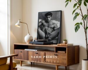 Male Nude Anatomy Line Drawing Wall Art Clean Minimal Style