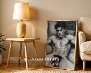 Male Nude Body Line Art Wall Print Contemporary Minimal Illustration