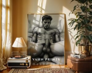 Minimal Nude Male Body Line Drawing Art Print