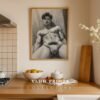 Stylish Nude Male Figure Wall Art Line Illustration