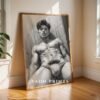 Stylish Nude Male Figure Wall Art Line Illustration