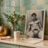 Stylish Nude Male Figure Wall Art Line Illustration