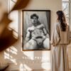 Stylish Nude Male Figure Wall Art Line Illustration