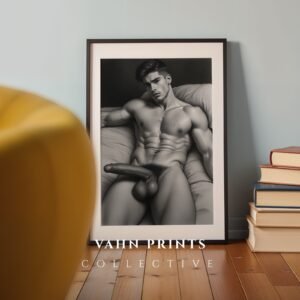 Modern Nude Male Figure Art Illustration Wall Decor