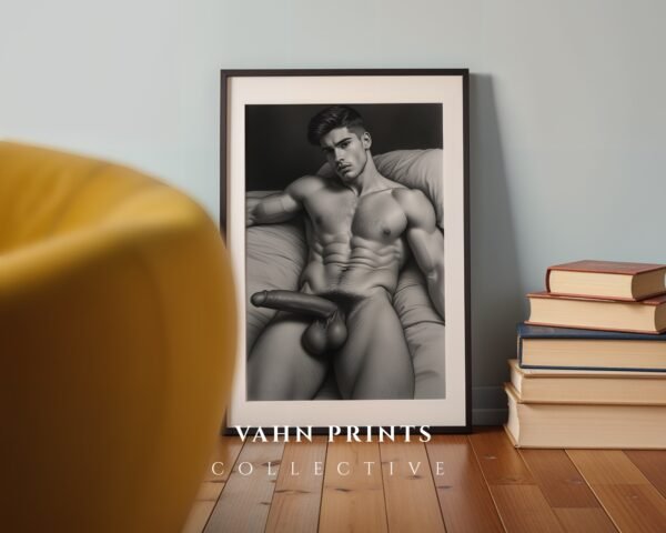 Modern Nude Male Figure Art Illustration Wall Decor