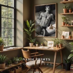 Clean Nude Male Figure Illustration Wall Art Modern
