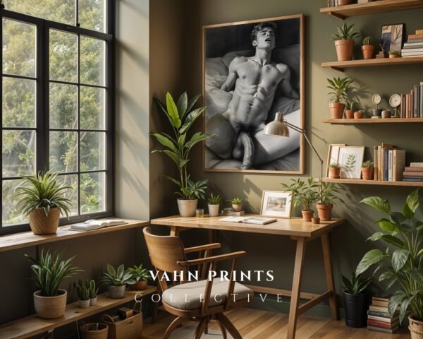 Clean Nude Male Figure Illustration Wall Art Modern