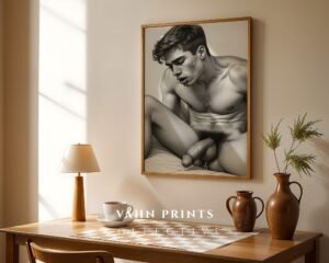 Male Nude Form Study Wall Art Minimalist Line