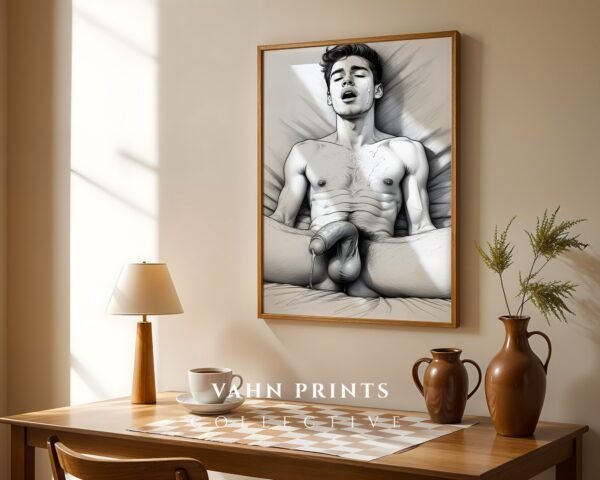Male Nude Line Illustration Wall Art Clean Modern