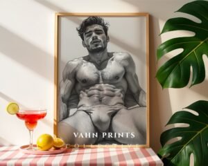 Male Nude Line Art Drawing Wall Decor Minimalist
