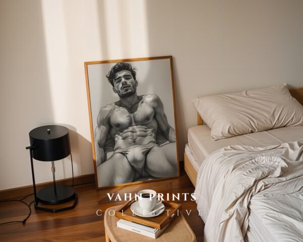 Male Nude Line Art Drawing Wall Decor Minimalist