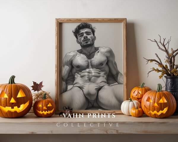 Male Nude Line Art Drawing Wall Decor Minimalist