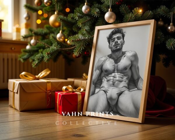 Male Nude Line Art Drawing Wall Decor Minimalist