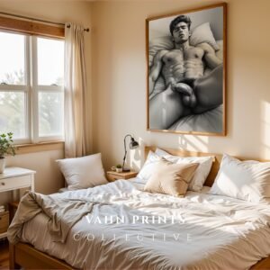 Minimal Nude Male Figure Art Drawing Wall Print