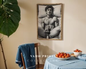 Elegant Nude Male Figure Line Drawing Wall Decor