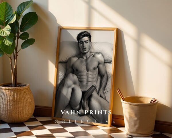 Minimal Nude Male Body Illustration Art Print