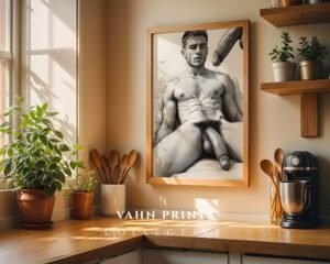 Modern Nude Male Figure Study Wall Art Printable