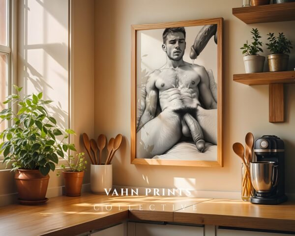 Modern Nude Male Figure Study Wall Art Printable