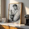 Clean Nude Male Line Art Drawing Wall Decor