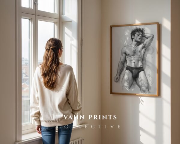 V23c_m2 Modern Artistic Nude Male Figure Wall Art Printable