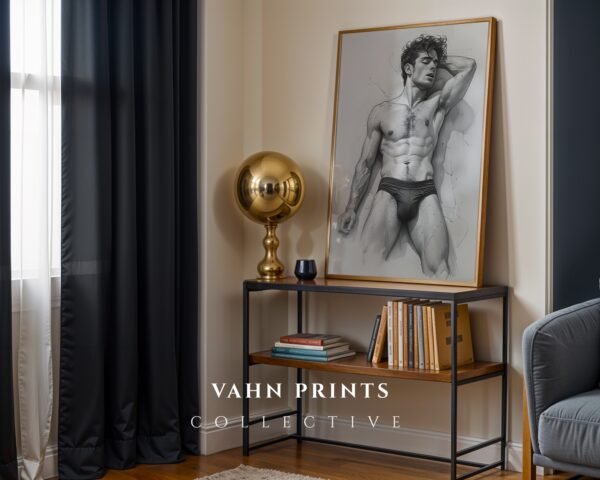 V23c_m4 Modern Artistic Nude Male Figure Wall Art Printable