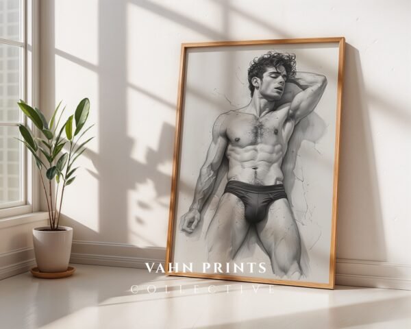 V23c_m5 Modern Artistic Nude Male Figure Wall Art Printable