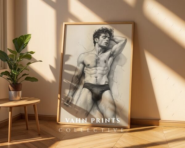 V23c_m6 Modern Artistic Nude Male Figure Wall Art Printable