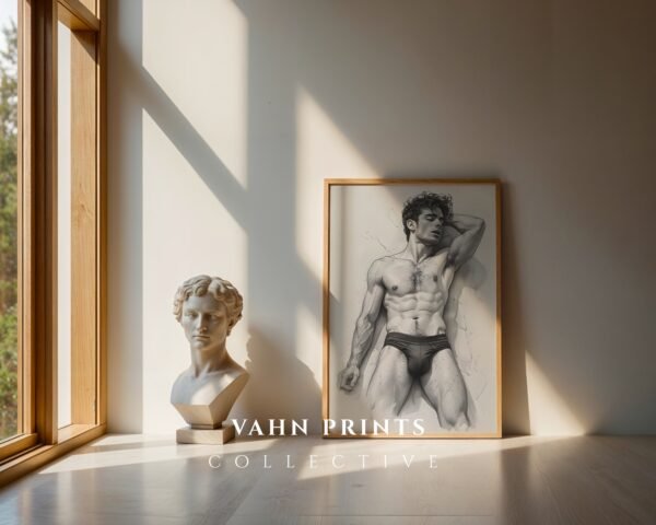 V23c_m7 Modern Artistic Nude Male Figure Wall Art Printable