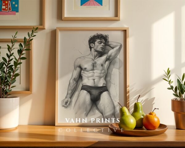 V23c_m8 Modern Artistic Nude Male Figure Wall Art Printable