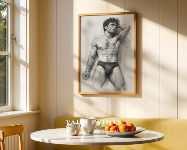 V23c_m9 Modern Artistic Nude Male Figure Wall Art Printable