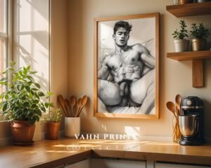 Modern Nude Male Body Art Illustration Wall Print