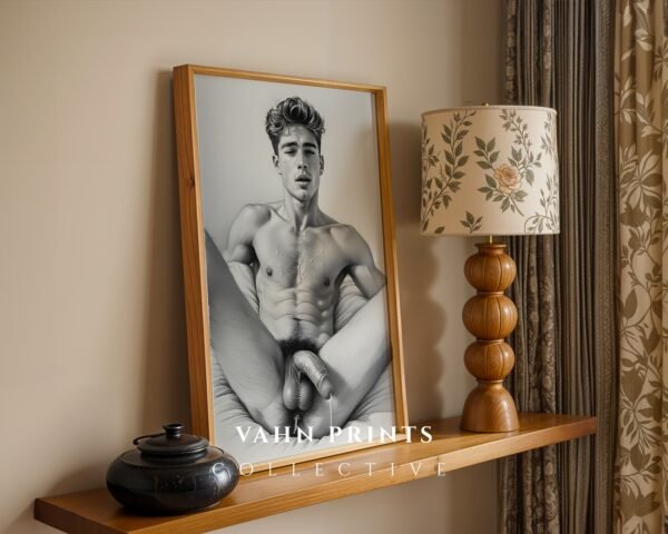 Elegant Nude Male Line Art Wall Print Modern