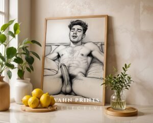 Male Nude Gesture Illustration Wall Art Contemporary