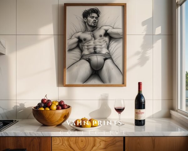 V24c_m3 Minimal Nude Male Form Art Print Contemporary Decor