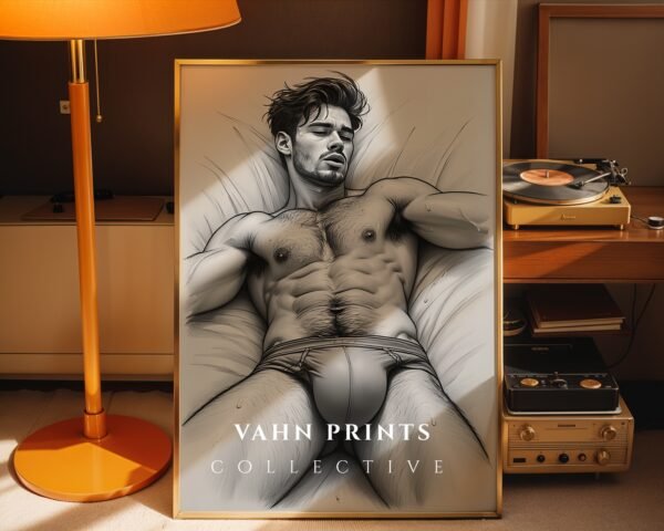 V24c_m5 Minimal Nude Male Form Art Print Contemporary Decor