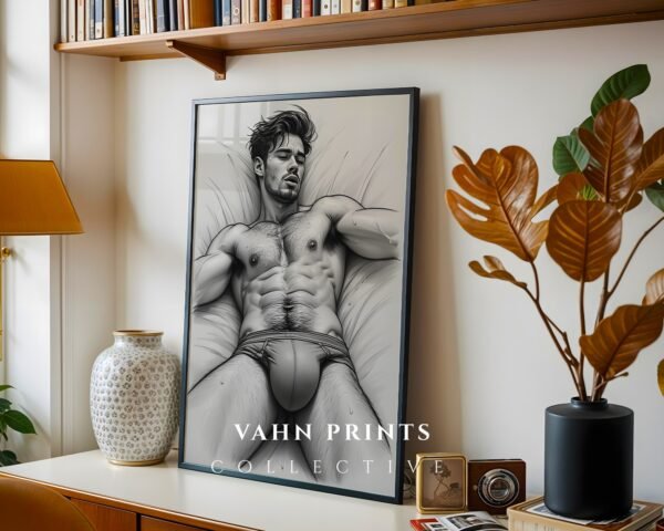 V24c_m6 Minimal Nude Male Form Art Print Contemporary Decor