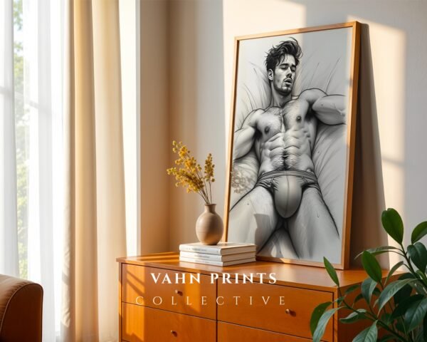 V24c_m7 Minimal Nude Male Form Art Print Contemporary Decor