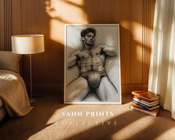 V24c_m9 Minimal Nude Male Form Art Print Contemporary Decor