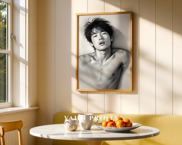 Male Nude Line Drawing Wall Art Printable