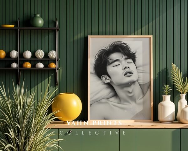 Muscular Man Figure Line Art Modern Print