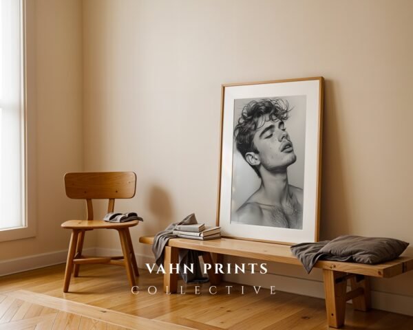 Minimalist Masculine Figure Print Male Sketch