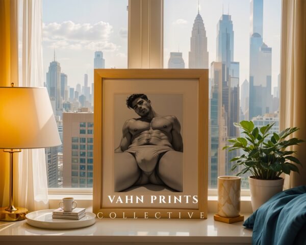 Male Nude Body Drawing Wall Art Clean Line Design