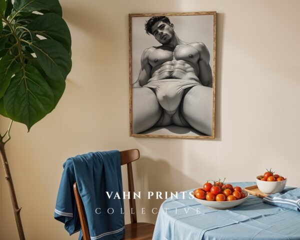 Male Nude Body Drawing Wall Art Clean Line Design