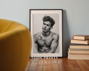 Male Body Contour Line Art Printable Wall Decor