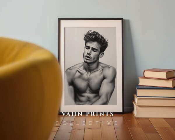 Male Body Contour Line Art Printable Wall Decor