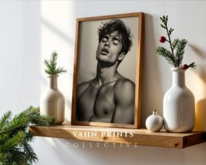 Minimalist Man Body Art Print Male Figure Sketch